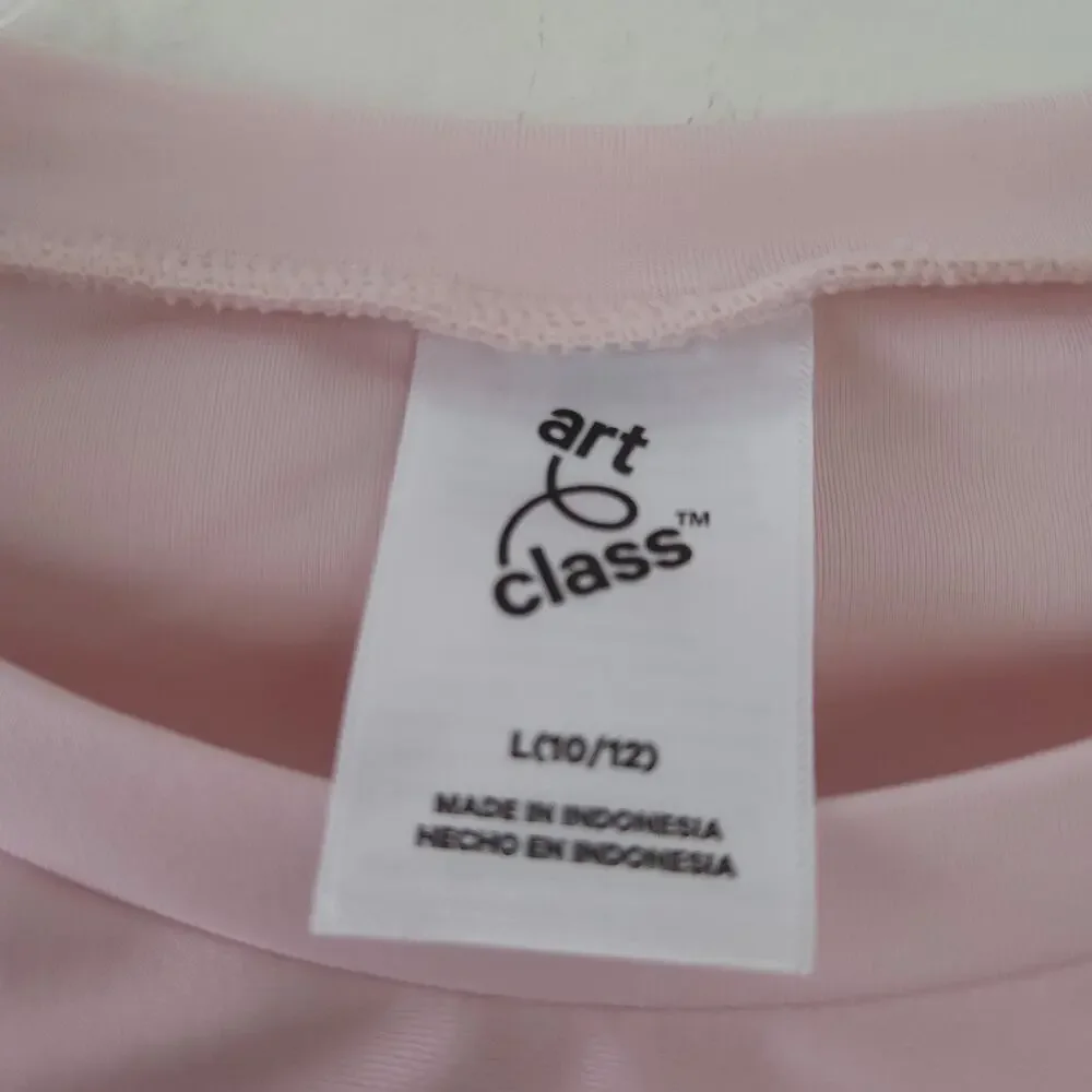 NEW Art Class Girls Swim Topo Rashguard Large 10/12 Pink, Sun Bathing Suit Top